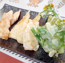 鶏と旬の天ぷら